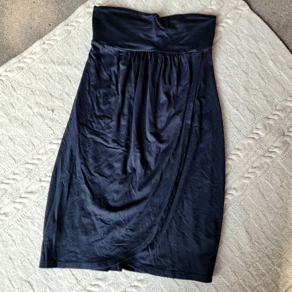 Susana Monaco Wrap Style Bandeau Jersey Mini Dress size M Black LBD